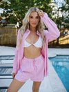 Pink and White Striped Two-Piece Set