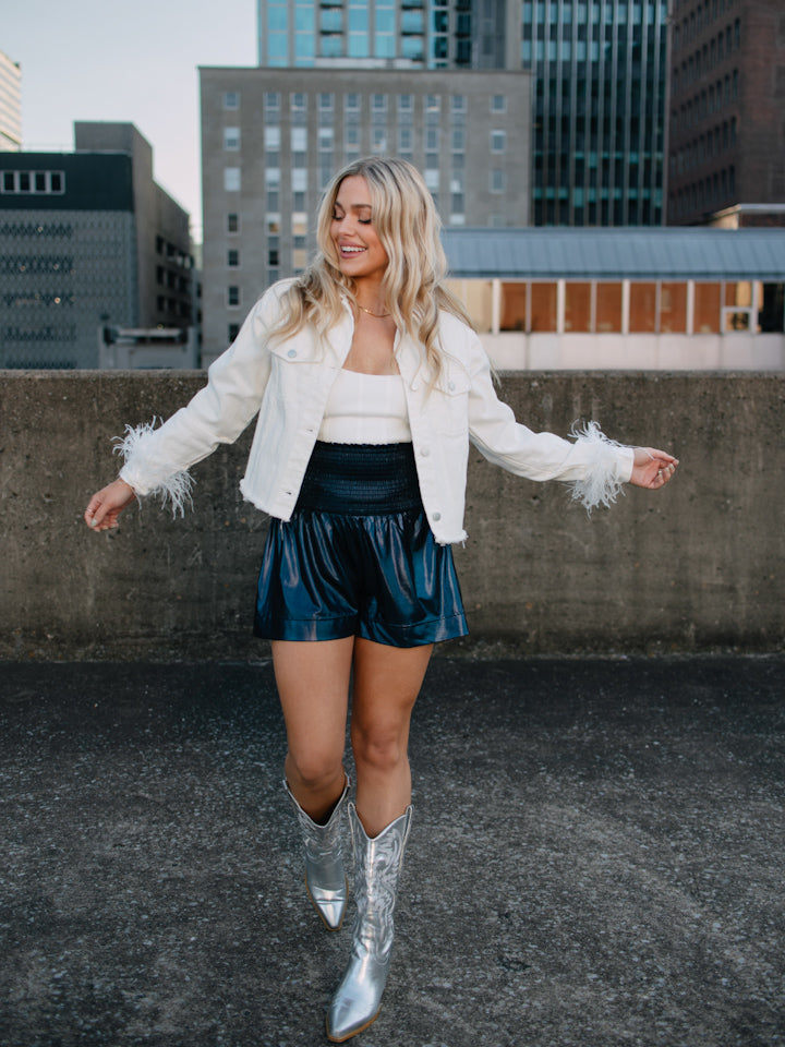 Madison Metallic Blue Shorts