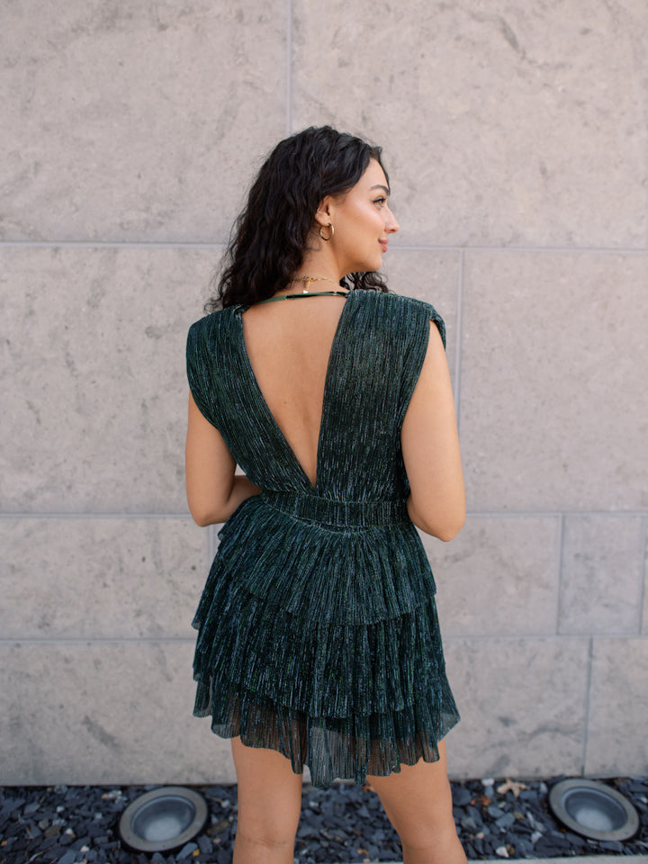 Coming and Going Mini Dress-Emerald