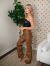 Dawn Faux Leather Pants - Brown