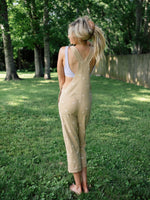Sand Daisy Embroidered Overalls