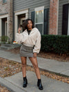 Mocha Checkered Faux Leather Mini Skirt