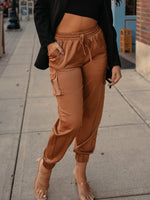 Jane Satin Joggers-Carmel