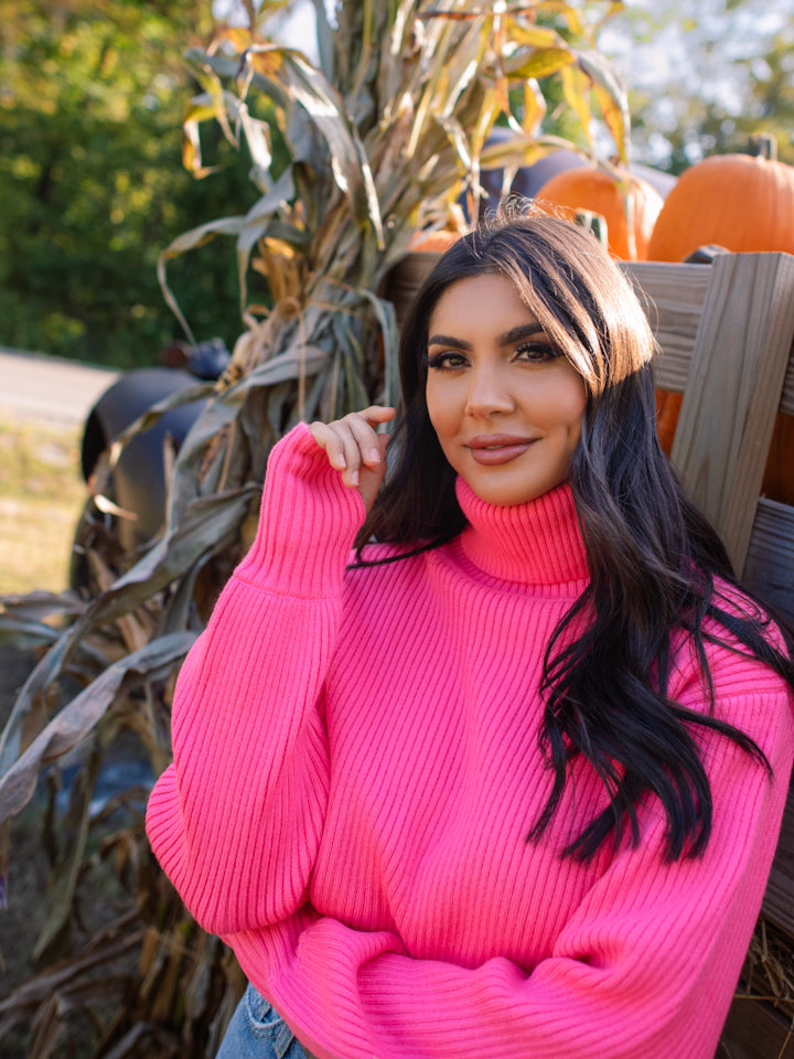 Womens Sweaters Zara Hot Pink Sweater Turtleneck Shirt Pink