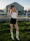 Dream Cream Denim Crop Top