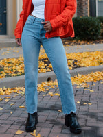 JBD High Rise Vintage Straight Raw Hem Denim