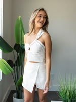 Karen Ruched One Shoulder Crop Top